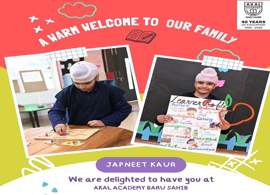 A very warm welcome to Japneet to the Akal Academy family