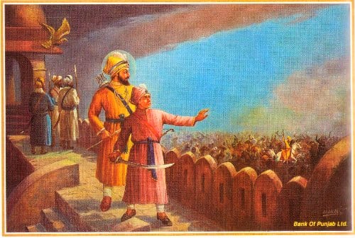 The Battle of Chamkaur Sahib.  An unparalleled stand of 40 Sikhs against enemy forces numbering in lakhs. Gallery Image
